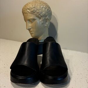 Men's Black Leather Slide Sandals